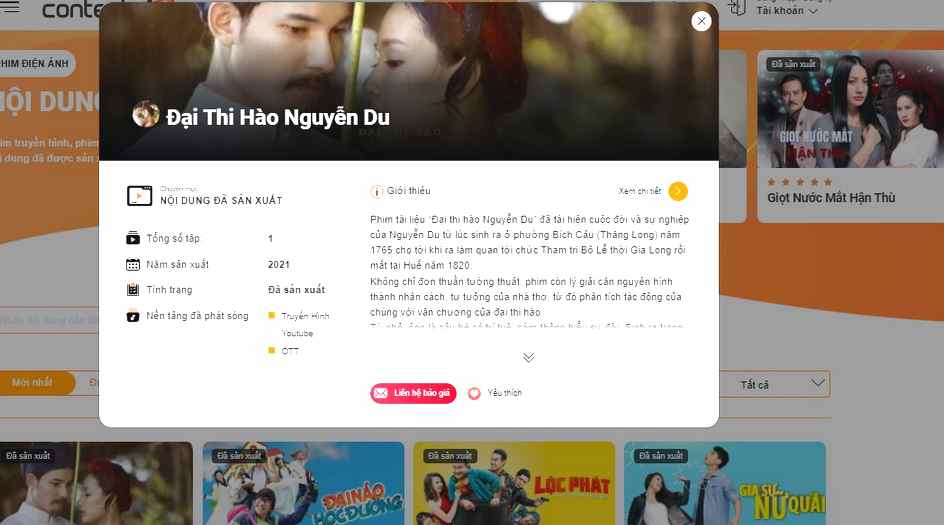 Bản quyền phim điện ảnh “Đại thi hào Nguyễn Du” được giao dịch trên sàn Content.E