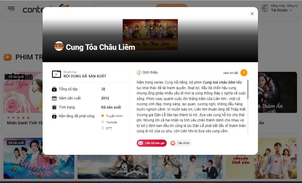 Mua bản quyền phim Trung Quốc Cung Tỏa Châu Liêm trên sàn giao dịch Content.E 